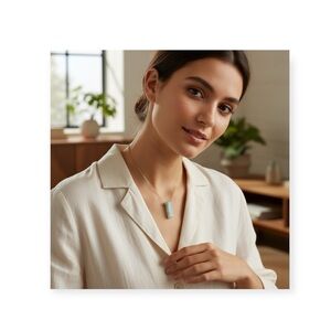 new Jami ᪥ Dainty Raw Blue Amazonite Crystal Shard Necklace ᪥ 24K Gold Plate ᪥